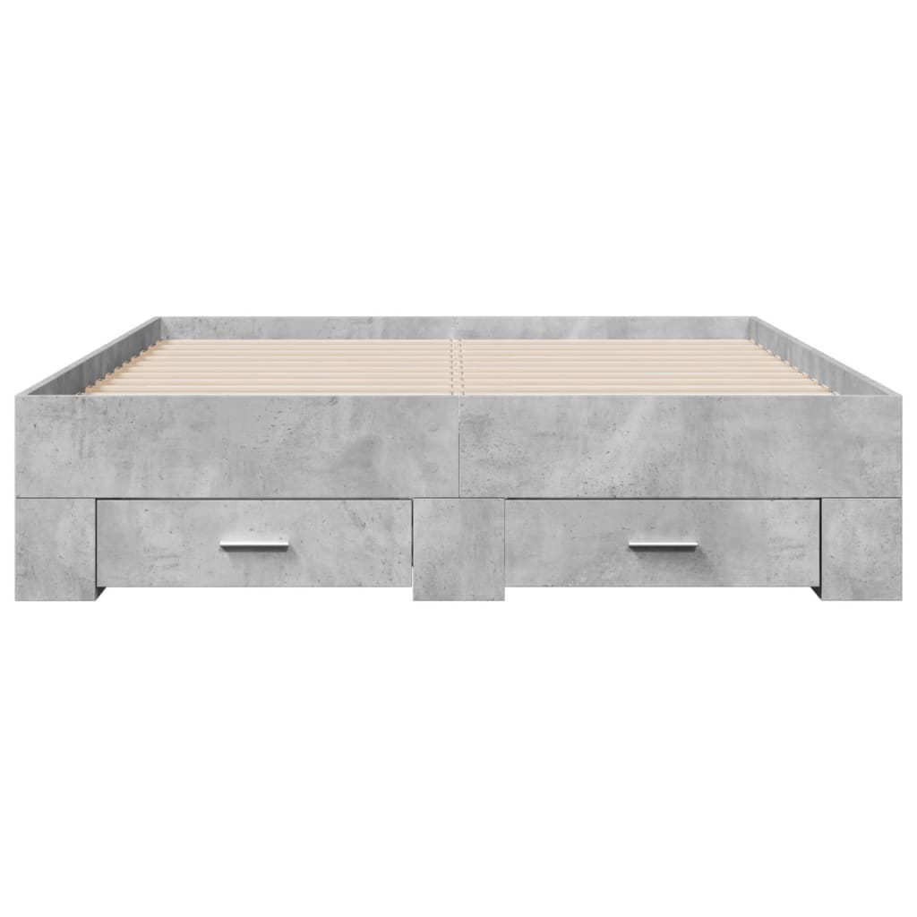 Bed Frame with Drawers Concrete Grey 120x190 cm Small Double Engineered Wood