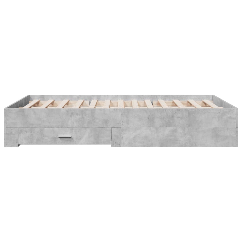 Bed Frame with Drawers Concrete Grey 120x190 cm Small Double Engineered Wood