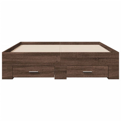 Bed Frame with Drawers Brown Oak 120x190 cm Small Double Engineered Wood