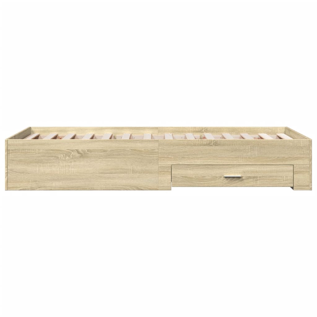 Bed Frame with Drawers without Mattress Sonoma Oak 100x200 cm