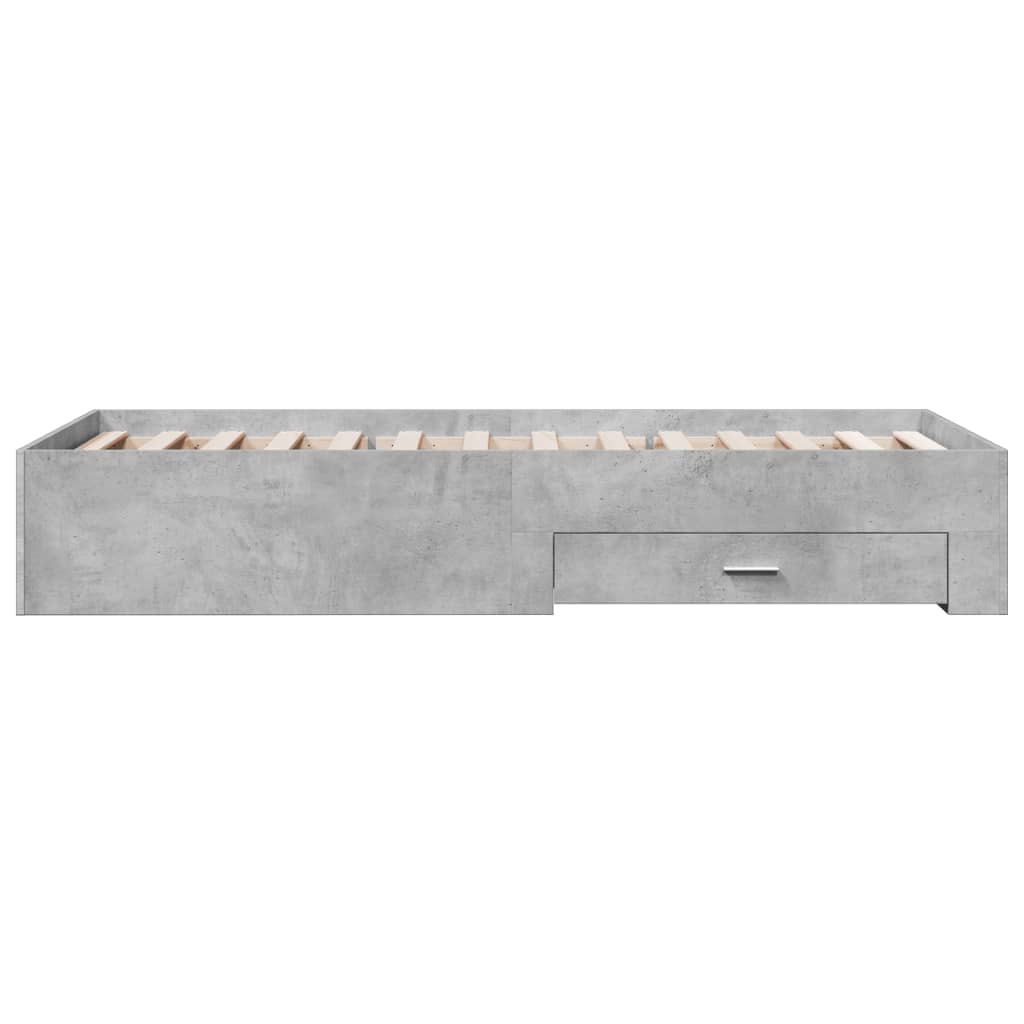 Bed Frame with Drawers Concrete Grey 100x200 cm Engineered Wood