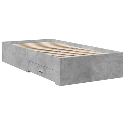 Bed Frame with Drawers Concrete Grey 100x200 cm Engineered Wood