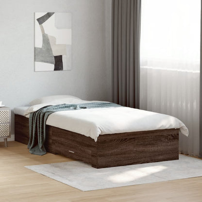 Bed Frame with Drawers Brown Oak 90x200 cm Engineered Wood