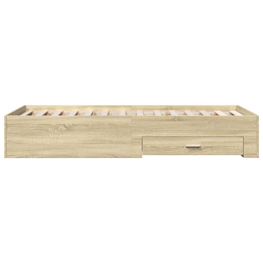 Bed Frame with Drawers without Mattress Sonoma Oak 90x190 cm Single