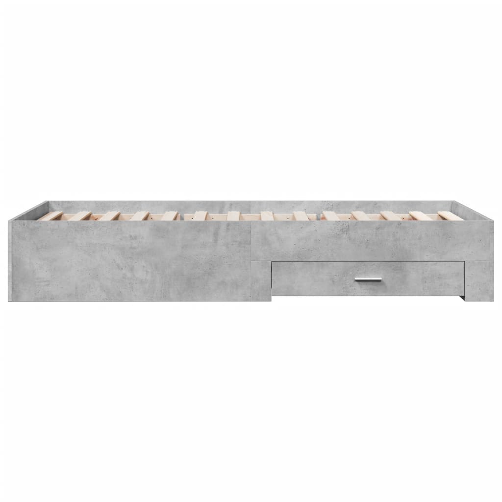 Bed Frame with Drawers Concrete Grey 90x190 cm Single Engineered Wood