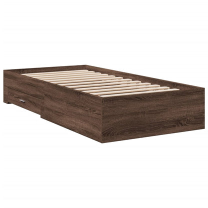 Bed Frame with Drawers Brown Oak 75x190 cm Small Single Engineered Wood