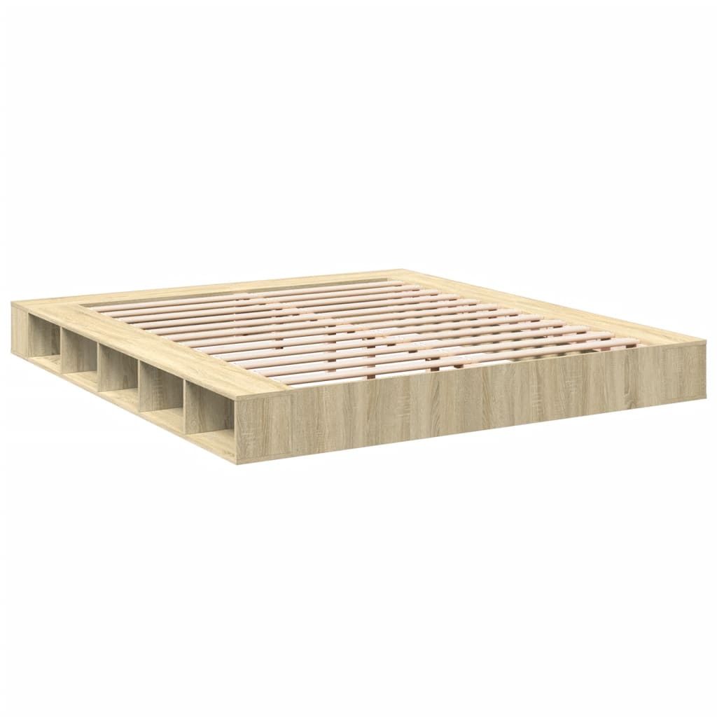 Bed Frame Sonoma Oak 200x200 cm Engineered Wood