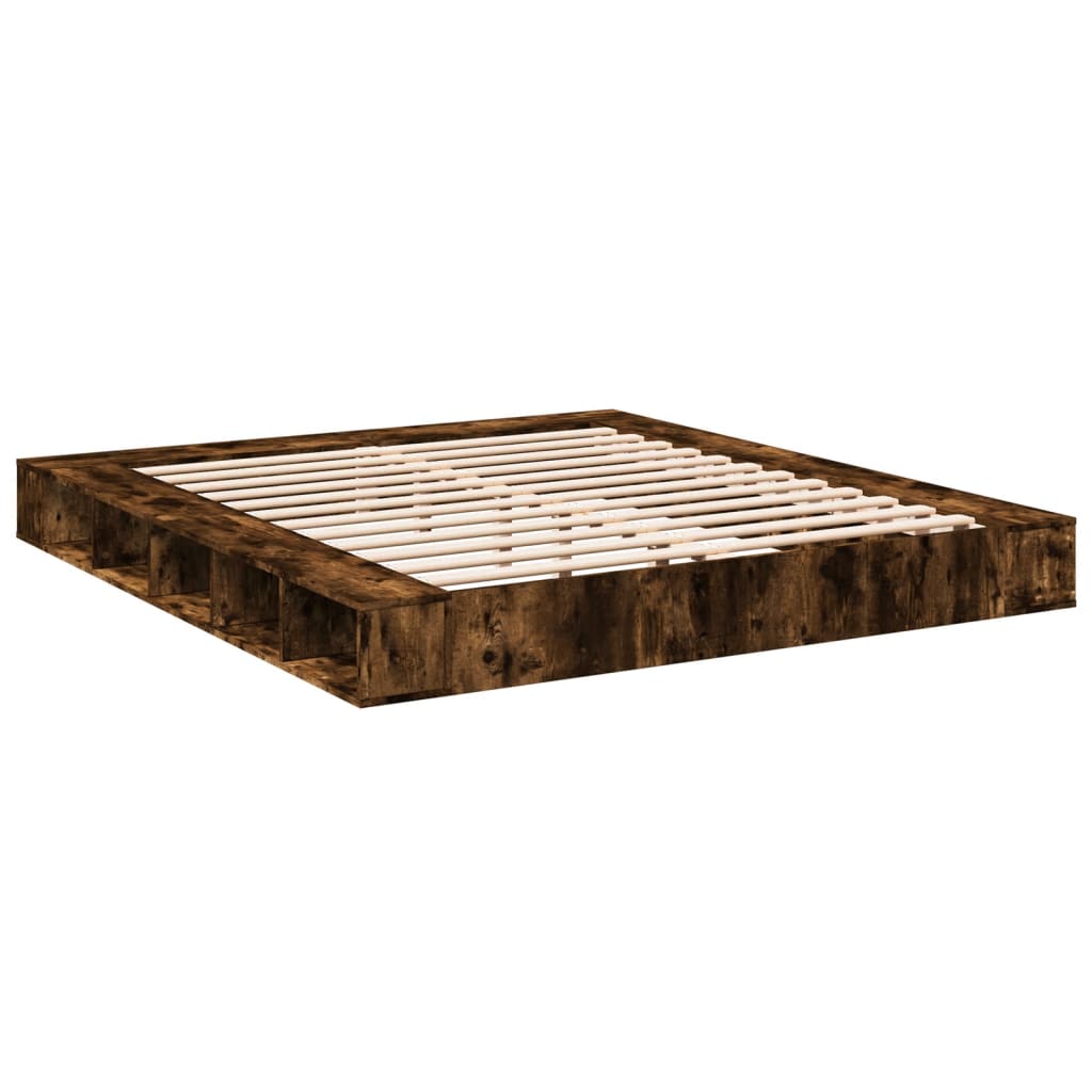 Bed Frame Smoked Oak 200x200 cm Engineered Wood