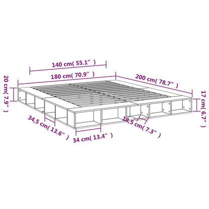 Bed Frame Sonoma Oak 180x200 cm Super King Engineered Wood