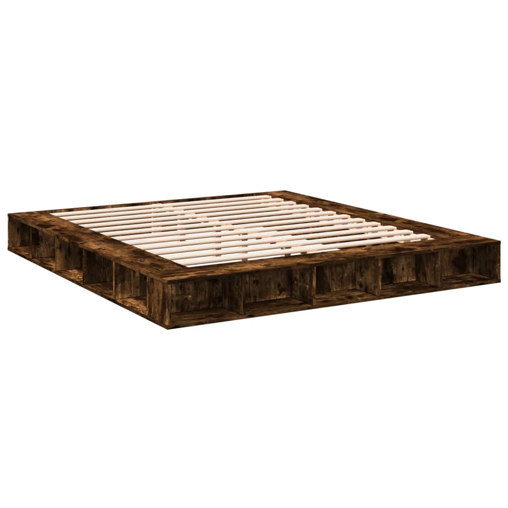 Bed Frame without Mattress Smoked Oak 180x200 cm Super King