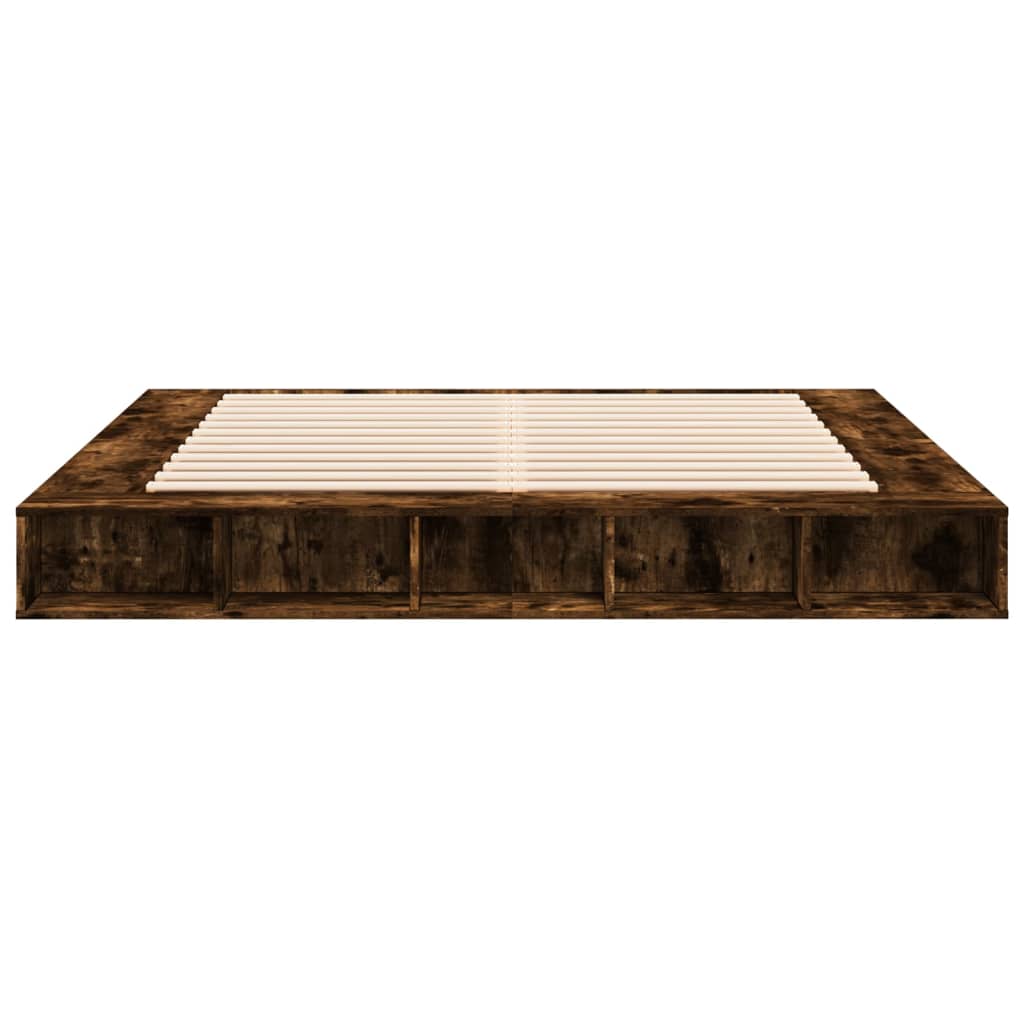 Bed Frame without Mattress Smoked Oak 180x200 cm Super King