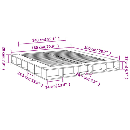 Bed Frame without Mattress Smoked Oak 180x200 cm Super King