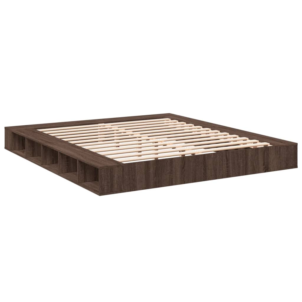 Bed Frame without Mattress Brown Oak 180x200 cm Super King