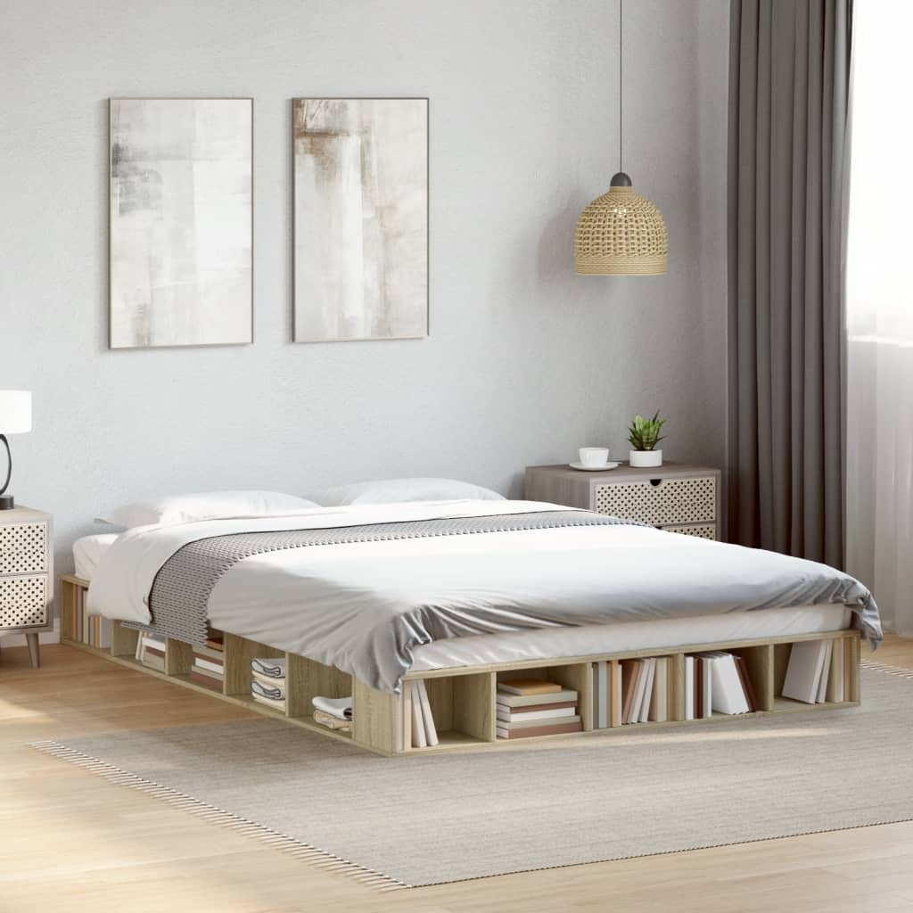 Bed Frame without Mattress Sonoma Oak 160x200 cm