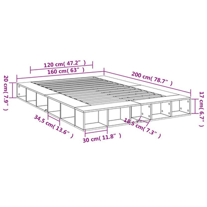 Bed Frame without Mattress Sonoma Oak 160x200 cm