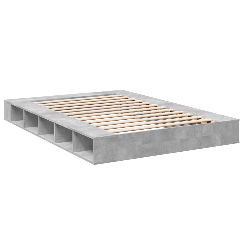 Bed Frame Concrete Grey 150x200 cm King Size Engineered Wood