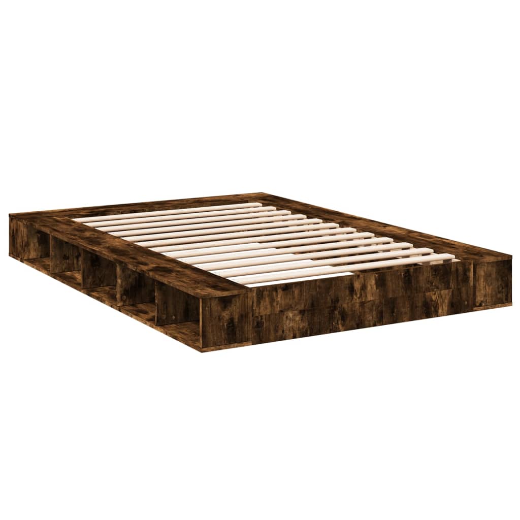 Bed Frame without Mattress Smoked Oak 150x200 cm King Size