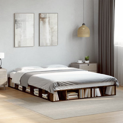 Bed Frame without Mattress Smoked Oak 150x200 cm King Size