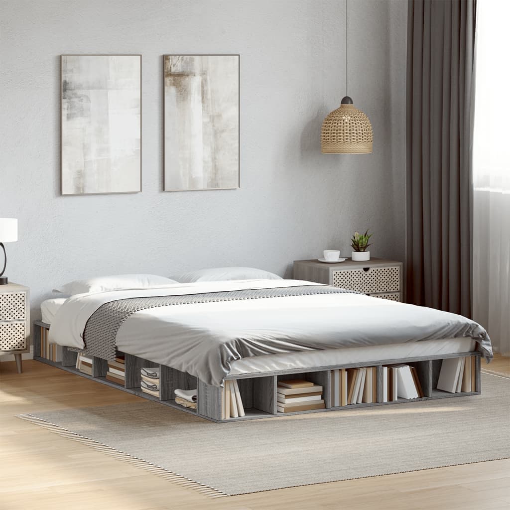 Bed Frame without Mattress Grey Sonoma 150x200 cm King Size