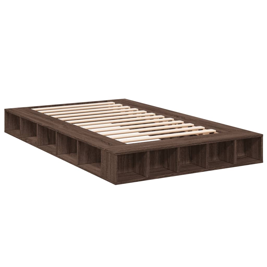 Bed Frame without Mattress Brown Oak 140x190 cm