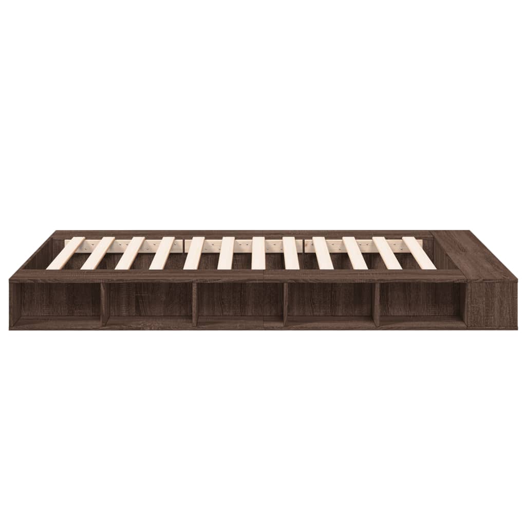 Bed Frame without Mattress Brown Oak 140x190 cm