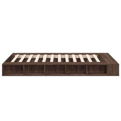 Bed Frame without Mattress Brown Oak 140x190 cm