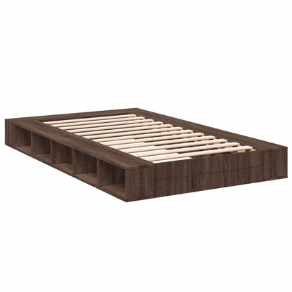 Bed Frame without Mattress Brown Oak 140x190 cm