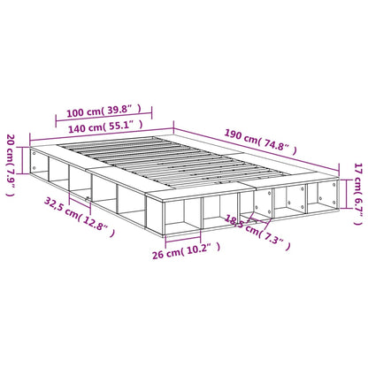 Bed Frame without Mattress Brown Oak 140x190 cm