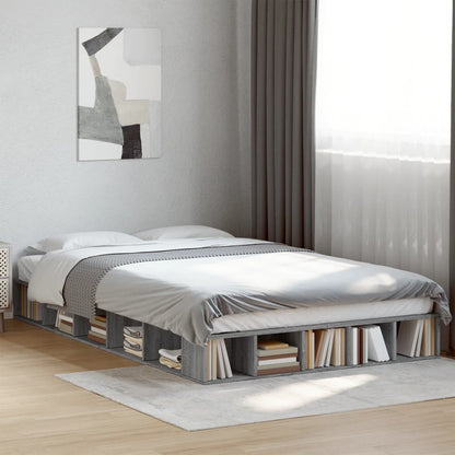 Bed Frame without Mattress Grey Sonoma 135x190 cm Double