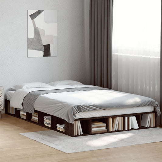 Bed Frame without Mattress Brown Oak 135x190 cm Double