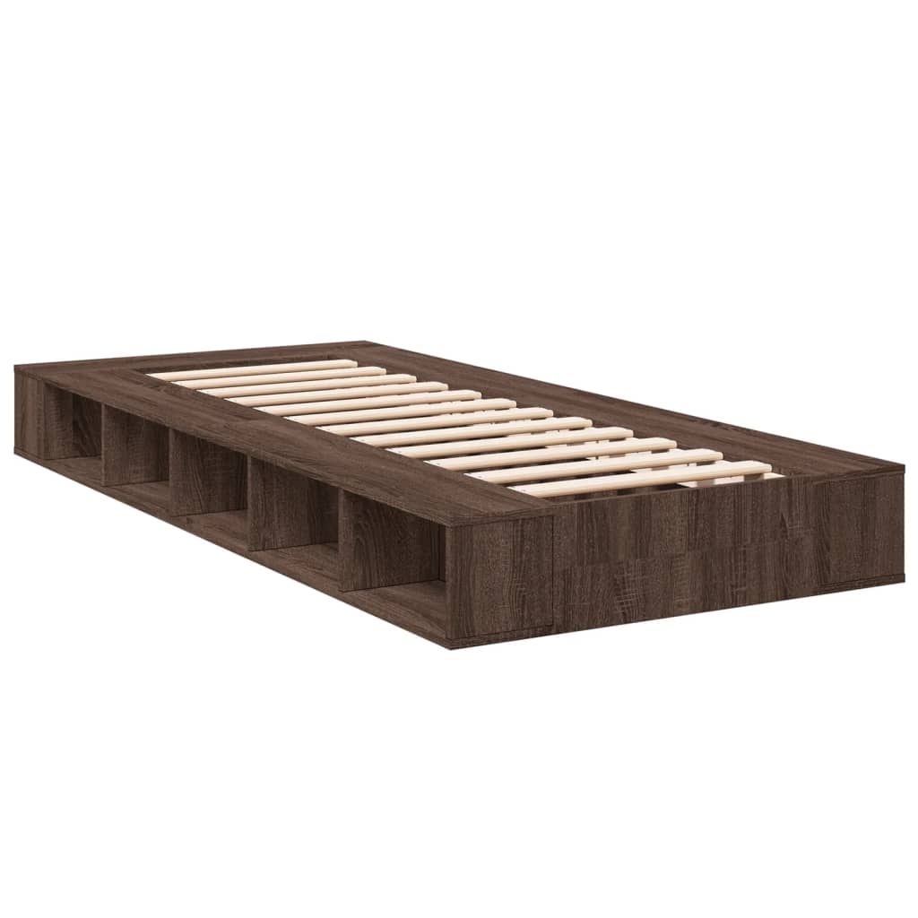 Bed Frame without Mattress Brown Oak 100x200 cm