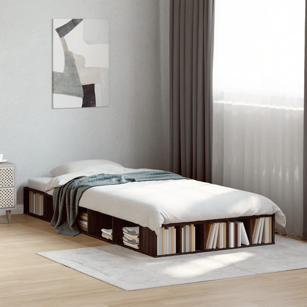 Bed Frame without Mattress Brown Oak 100x200 cm