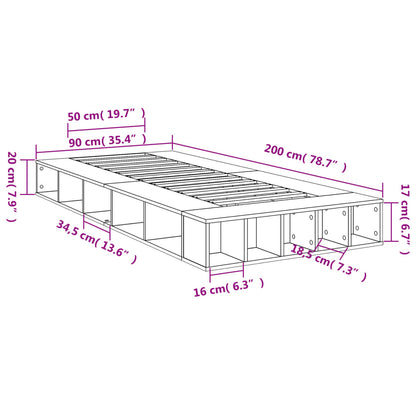 Bed Frame Sonoma Oak 90x200 cm Engineered Wood