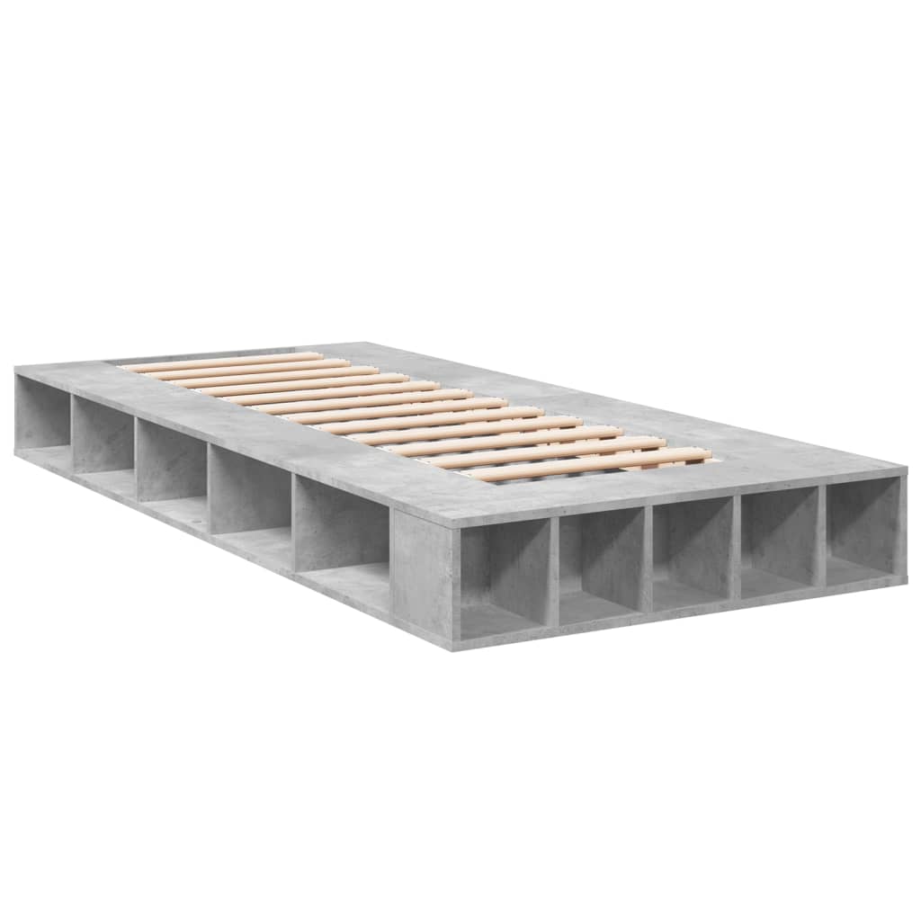 Bed Frame Concrete Grey 90x190 cm Single Engineered Wood