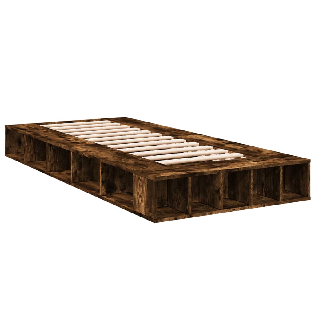 Bed Frame Smoked Oak 90x190 cm Single Engineered Wood