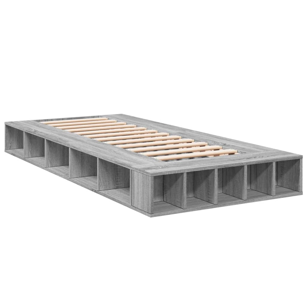 Bed Frame Grey Sonoma 90x190 cm Single Engineered Wood