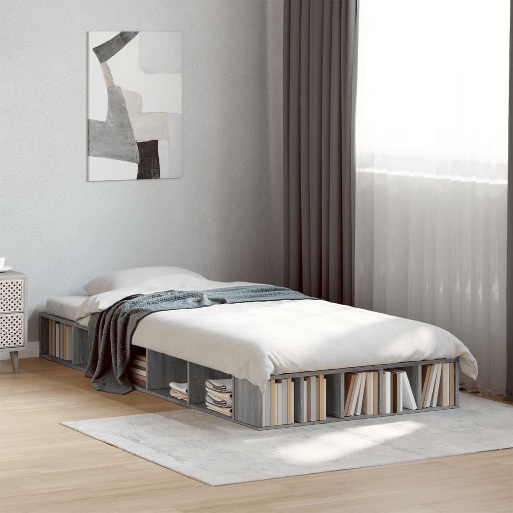 Bed Frame Grey Sonoma 90x190 cm Single Engineered Wood