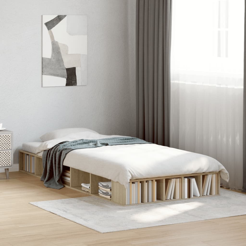 Bed Frame Sonoma Oak 75x190 cm Small Single Engineered Wood