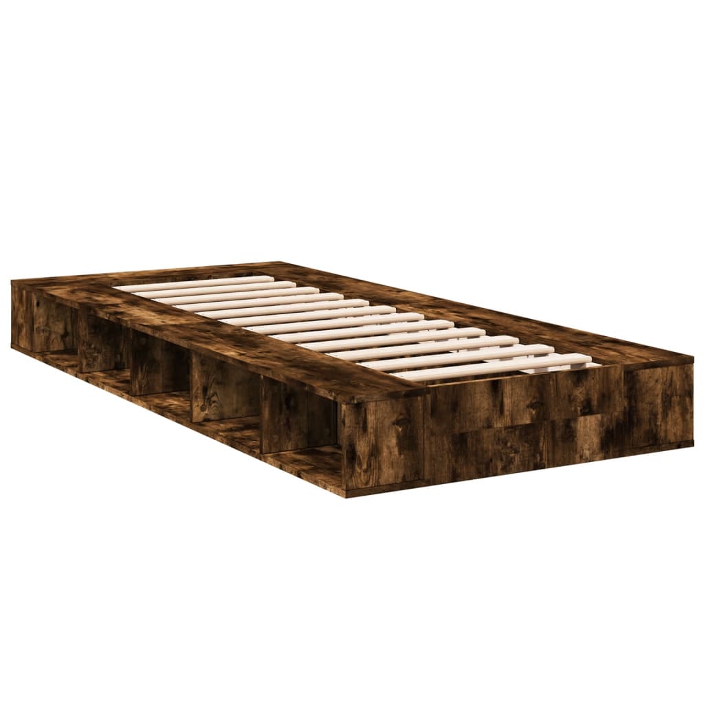 Bed Frame Smoked Oak 75x190 cm Small Single Engineered Wood