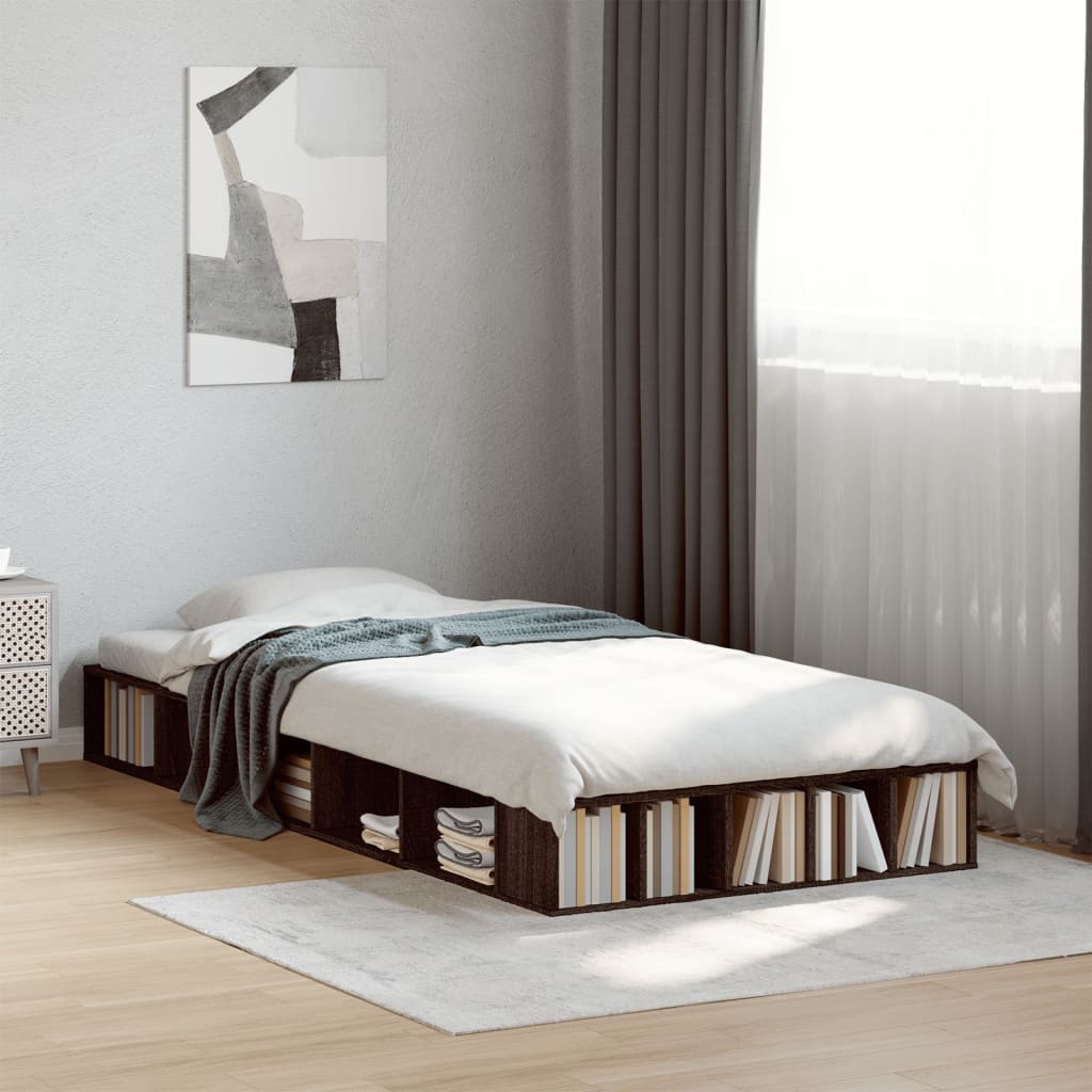 Bed Frame Brown Oak 75x190 cm Small Single Engineered Wood