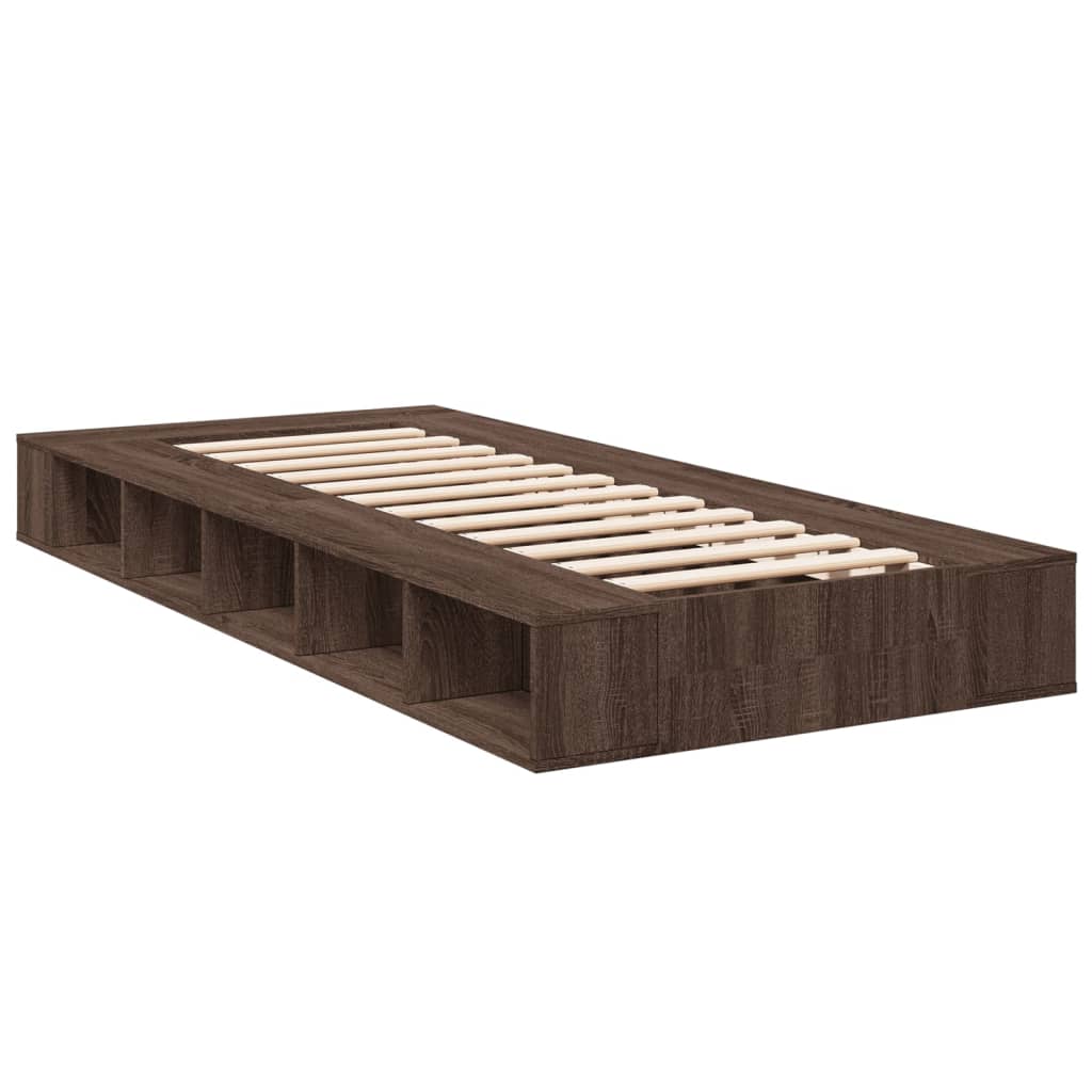 Bed Frame Brown Oak 75x190 cm Small Single Engineered Wood