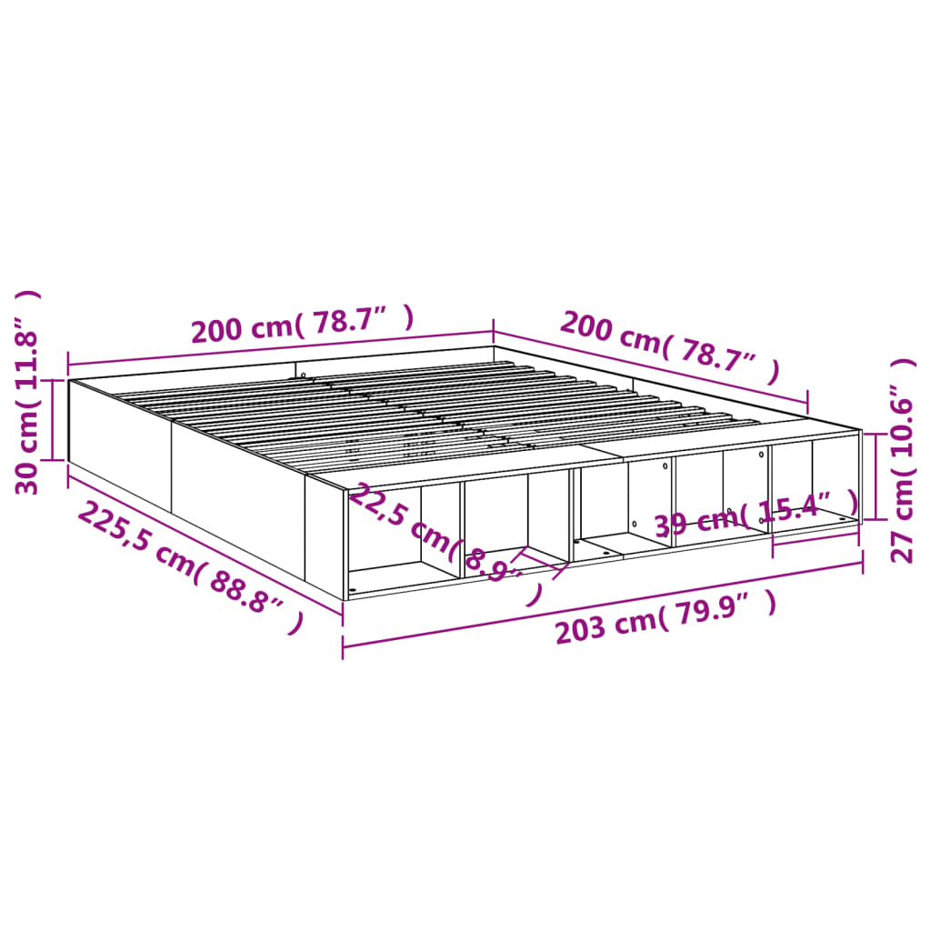 Bed Frame without Mattress White 200x200 cm