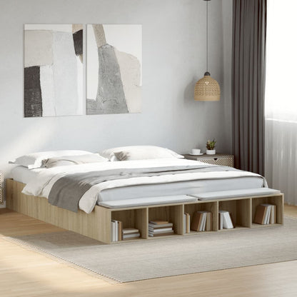 Bed Frame without Mattress Sonoma Oak 200x200 cm