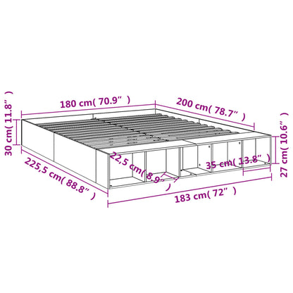 Bed Frame without Mattress Black 180x200 cm Super King