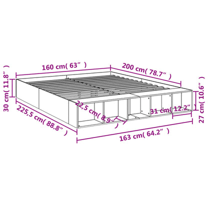 Bed Frame without Mattress Concrete Grey 160x200 cm