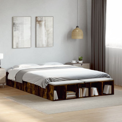 Bed Frame without Mattress Smoked Oak 160x200 cm