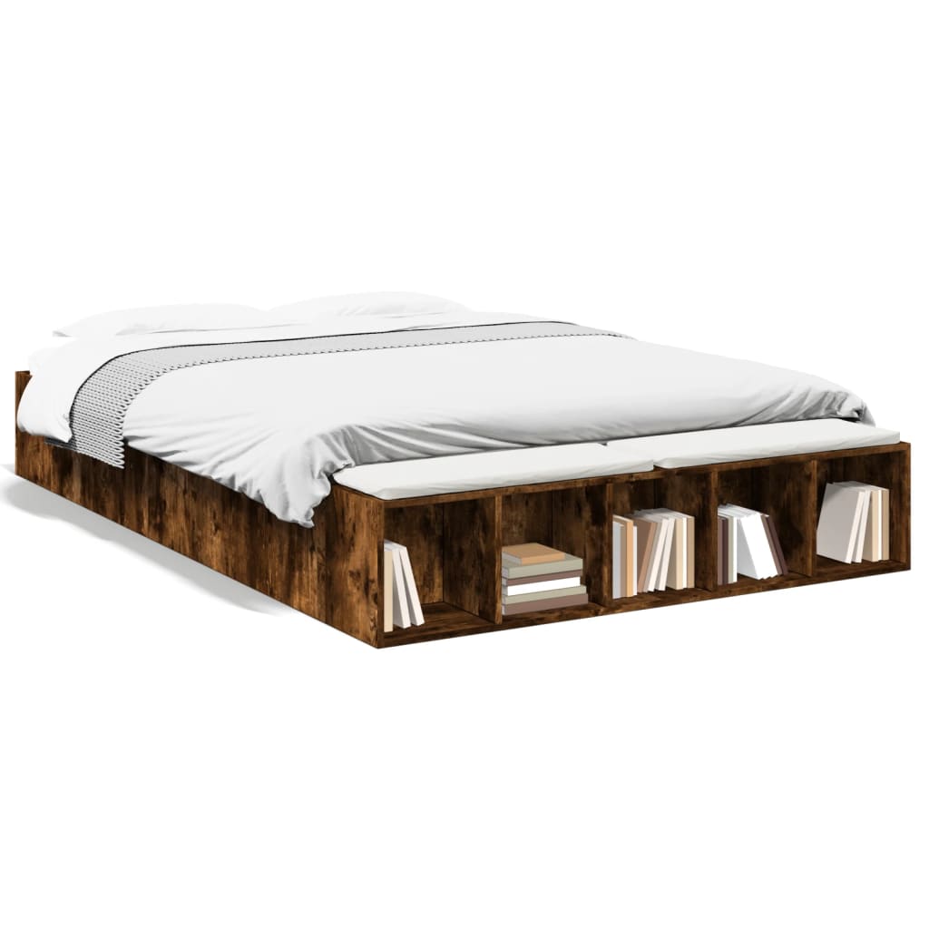 Bed Frame without Mattress Smoked Oak 160x200 cm