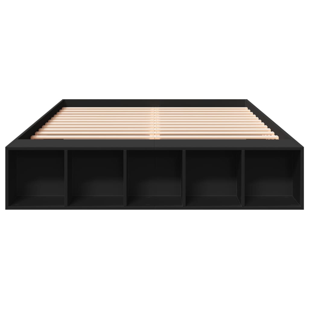 Bed Frame Black 150x200 cm King Size Engineered Wood