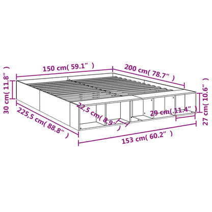 Bed Frame Smoked Oak 150x200 cm King Size Engineered Wood