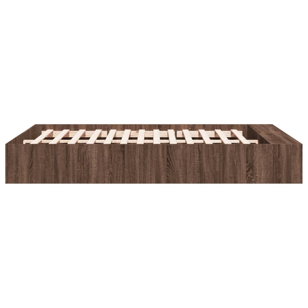 Bed Frame Brown Oak 140x200 cm Engineered Wood